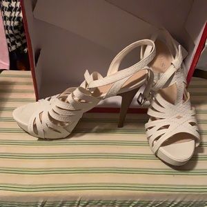 White heels open toes